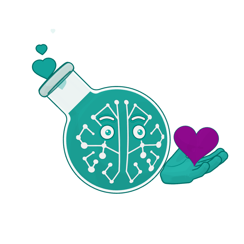 Professor Synapse holding a heart
